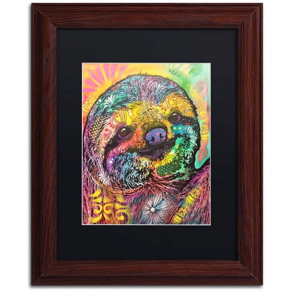 Trademark Fine Art "Sloth" Canvas Art by Dean Russo, Black Matte, Wood Frame