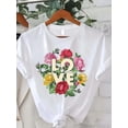 thumbnail image 2 of Valentine's Day Theme Love & Flower Print Women's T-Shirt, Valentine's Day Gift Casual, Fashionable,Camisetas de verano para mujer, manga corta, cuello redondo, casual, lindo, con gráficos, camisetas, 2 of 6