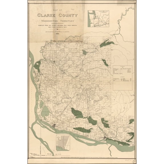 24"x36" Gallery Poster, Map Clarke County Washington state Territory 1888