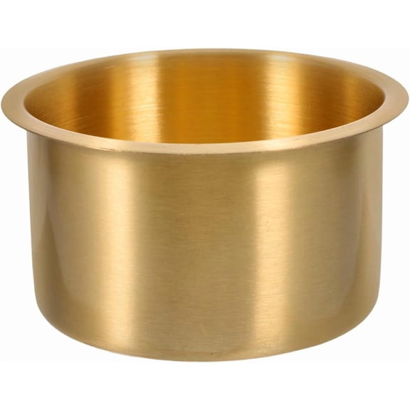 ABCISI 2pcs Copper Cup Holders for Storage, Stainless Steel with Brass Plating, Universal Drink Holders Fit Rvs Boats Cars and Trucks, 4.01 X 4.01 X 4.33 Inch, Gold