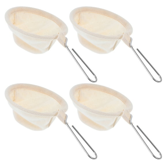 Dayesque 4-Pack Reusable Mesh Coffee Strainer Bags with Handles, Cheesecloth Nut Filter Bags for Coffee, Juices, Honey, Oil