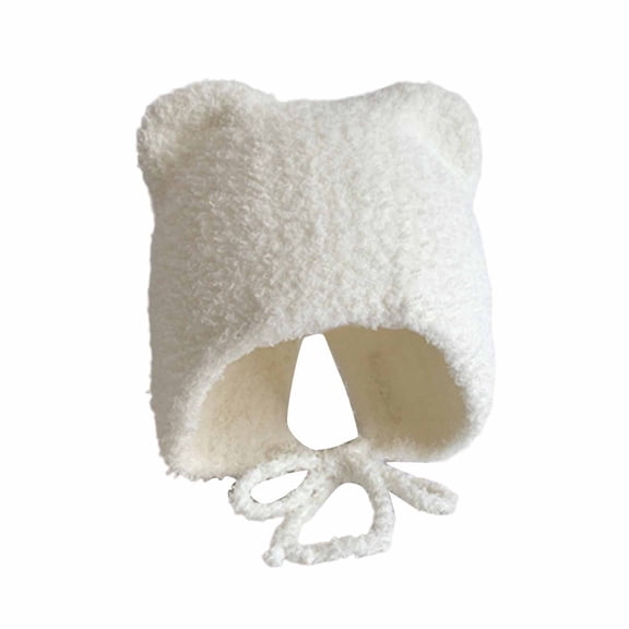YWOAGH Winter Baby Hat with Soft Ears Cozy Warm Lined Cap for Boys Girls Cold Weather Outdoor White 1-2 Years