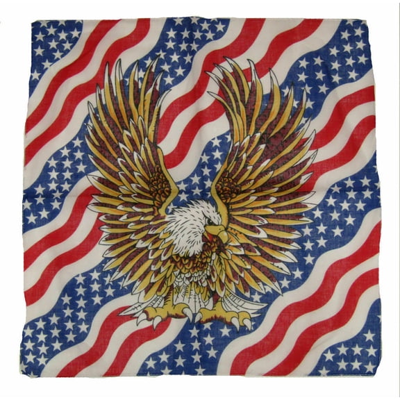 22"x22" USA American Waving Flag Eagle Bandana