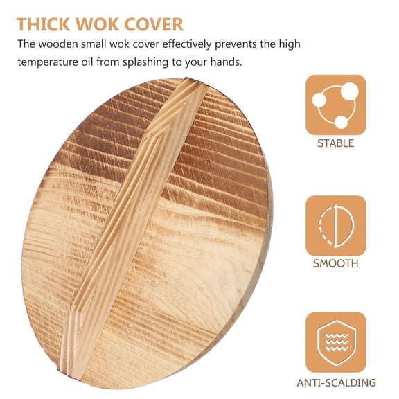 Amosfun Bowl Lids Wooden Pot Lid Khaki Anti-Scalding Home Users Small Kitchens 1Pcs