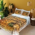 thumbnail image 2 of Ambesonne Retro Fitted & Top Sheet Set with Shams, Historic Italian Town, Orange White, 2 of 5