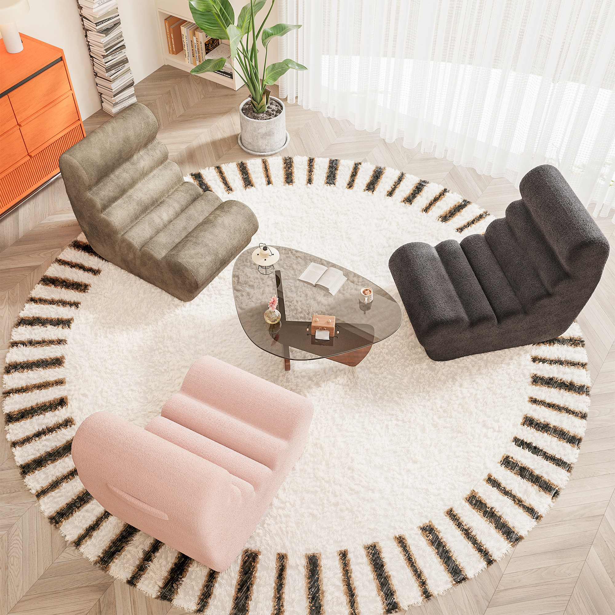 Homall Teddy Plush Bean Bag Chair for Adults – Soft Sponge-Filled Lounge Seat, Comfortable Floor Chair for Living Room and Bedroom, Dark Gray