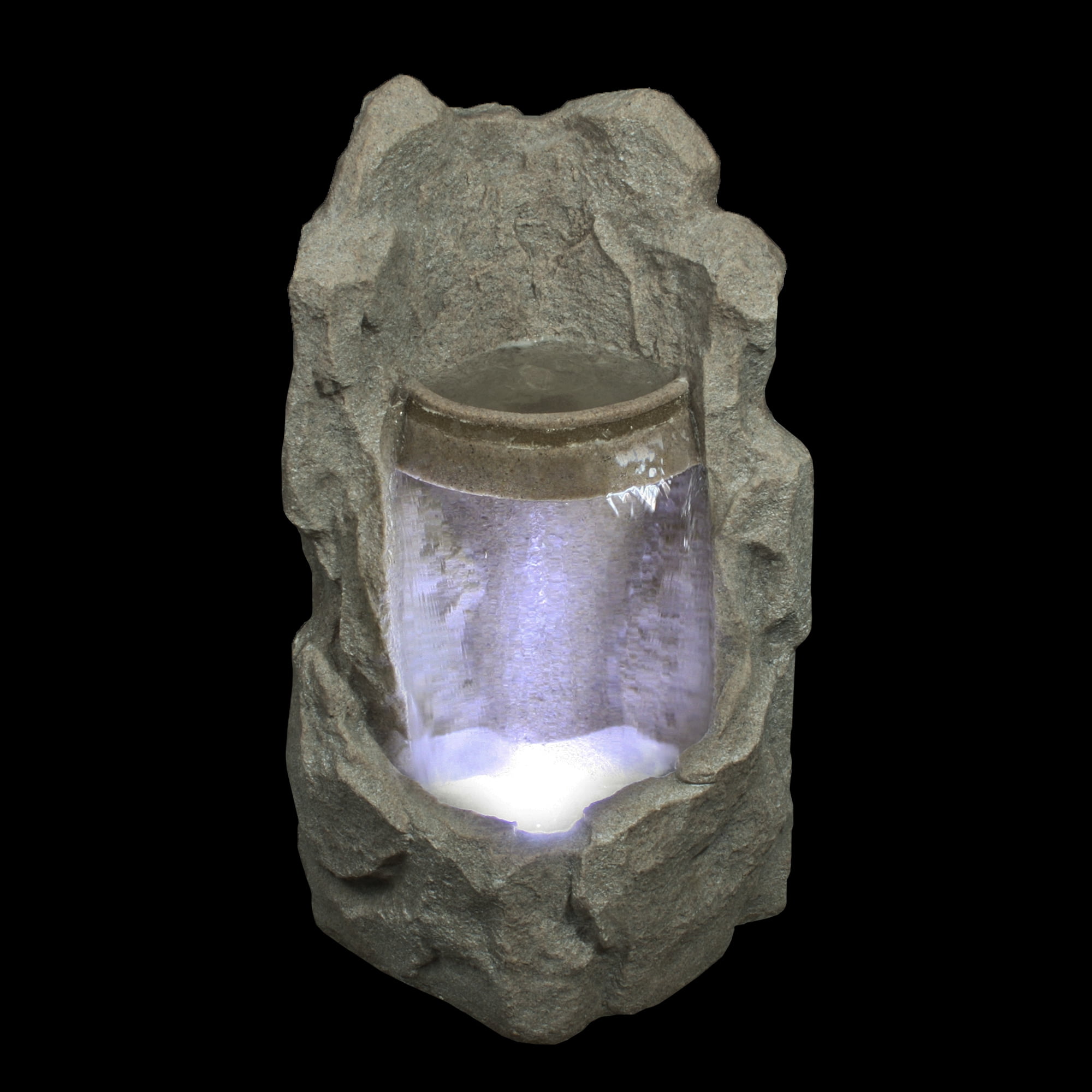 Northlight 24.5" Prelit LED Raised Stone Basin Outdoor Patio Garden Water Fountain - Gray