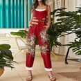 thumbnail image 5 of Spring Summer Plus Size Boho Overalls for Women Hippie Cloth Floral Printed Jumpsuits Spaghetti Strap Rompers, 5 of 6