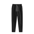 thumbnail image 3 of LWavelet Elastic Waist Straight Leg Pants with Drawstring & Pockets Soft Stretchy Casual Lounge Trousers Black XL, 3 of 4
