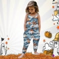thumbnail image 2 of Weebloom Halloween Girl Romper Baby Pumpkin Prints Jumpsuit Sleeveless Outfits Clothes Stylish Overalls,Sky Blue, 2 of 5