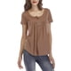 thumbnail image 4 of Blusa casual con cuello en V para mujer con botones y camisetas acampanadas y fluidas, 4 of 6