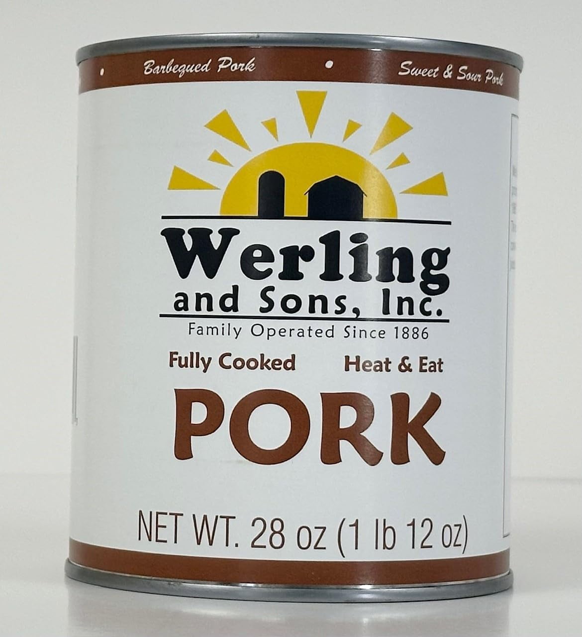 Werling & Sons Canned Pork 28 oz – Fully Cooked & Ready to Eat | Premium Shelf-Stable Canned Meat | Ideal for Emergency Food Supply, Camping, Prepping & Quick Meals | Made in USA | 5-Year Shelf Life