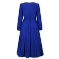 thumbnail image 6 of New Long Sleeved Slim Pleated Belt V Neck Dress Dresses of Women Womens Plain Dress Dress Summer Casual Dresses for Woman Short Casual Dress for Women Long Dress for Women Casual Girls Knee Length, 6 of 7