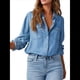 thumbnail image 1 of Blusa Vaquera Informal de Larga con Cuello en V y Botones para Mujer Azul Oscuro XL, 1 of 10