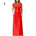 thumbnail image 1 of Hi,Fancy Robe Longue Manches Courtes Été Maxi Robe Couleur Unie Femme, Rouge, G, 1 of 6