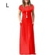 thumbnail image 1 of Qarigey Vestido largo Manga corta Vestido maxi de verano Color sólido Ropa de mujer Vestidos Rojo L, 1 of 5