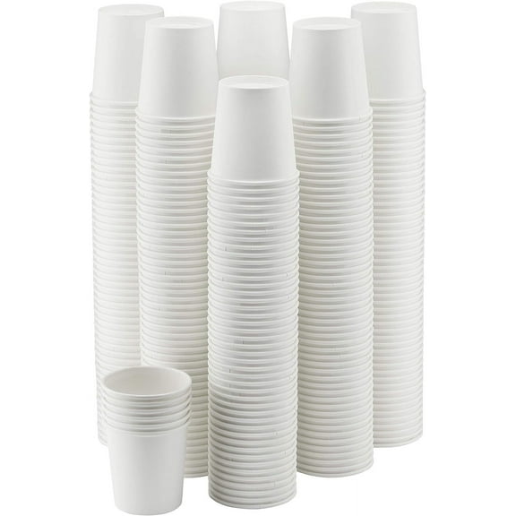 NYHI 300-Pack 8 oz White Disposable Paper Cups for Hot & Cold Drinks - Coffee, Tea, Water - Leak-Proof for Parties & Offices