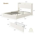 thumbnail image 2 of Platform Bed Frame with Storage Headboard, LED Lights & Charging Station - No Box Spring Required, 2 of 8