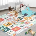 thumbnail image 3 of Tapete de juegos para bebés de 71" x 59", tapetes de juego plegables para el piso, tapete de juegos de espuma impermeable reversible para bebés y niños pequeños, tapete grande antideslizante para gate, 3 of 4