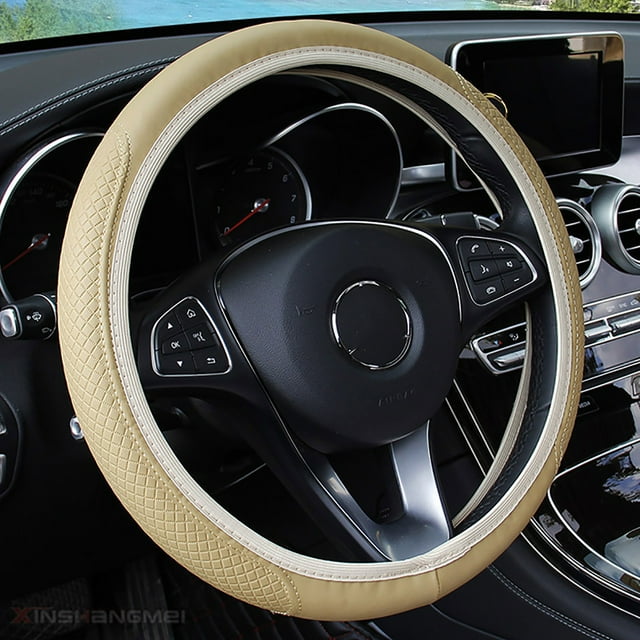 Universal Microfiber PU Leather Car Steering Wheel Cover 15 Inch Elastic Protector for Interior Accessories