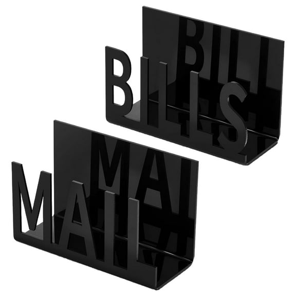 2Pcs Desk Mail Organizer Document Organization Rack Acrylic Black Letter Sorter