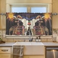 thumbnail image 2 of Yayeee Kitchen Curtains Tier Set of 2 Light Filtering 57"x36" Over Sink Window Panels, Colorful Skeleton with Cloud, 2 of 7