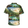 thumbnail image 3 of Daiia Lake Forest Dinosaur Hawaiian Shirt for Men Gentle Cotton Regular Short Sleeve Casual-3X-Large, 3 of 9