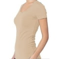 thumbnail image 2 of Essential Basic Scoop Neck Short Sleeve Tee for Women Tshirt - Junior, Khaki, M, 2 of 3
