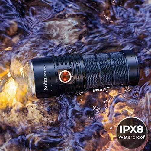 Flashlight High Lumens, 8000 Lumens Super Bright SP36 Pro Powerful Light USB C Rechargeable with 4*LED 5000K, Anduril 2.0 Programmable UI and Charging Cable（SP36Pro 5000k）$$