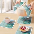 thumbnail image 5 of Teal Pot Holders for Kitchen Heatproof Potholder, 5 Pack Modern Marble Ink Painting Abstract Art Hot Pads Multipurpose Oven Pads Cloth Potholders Trivet for Cooking Baking, 5 of 8