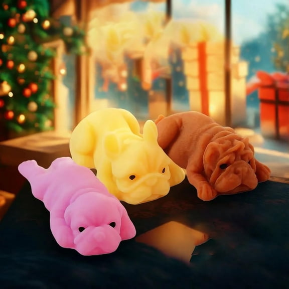 Silicone Sensory Squeeze, Dog Relaxation Relief, Slow Rebound, 4X2 In, Yellow French Bulldog, Office Desk Decor, Cute Office Decor, 1 Pc