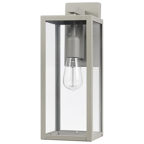 44838 Bowery 1-Light Outdoor Indoor Wall Sconce, Matte Gray, Clear Glass Shade