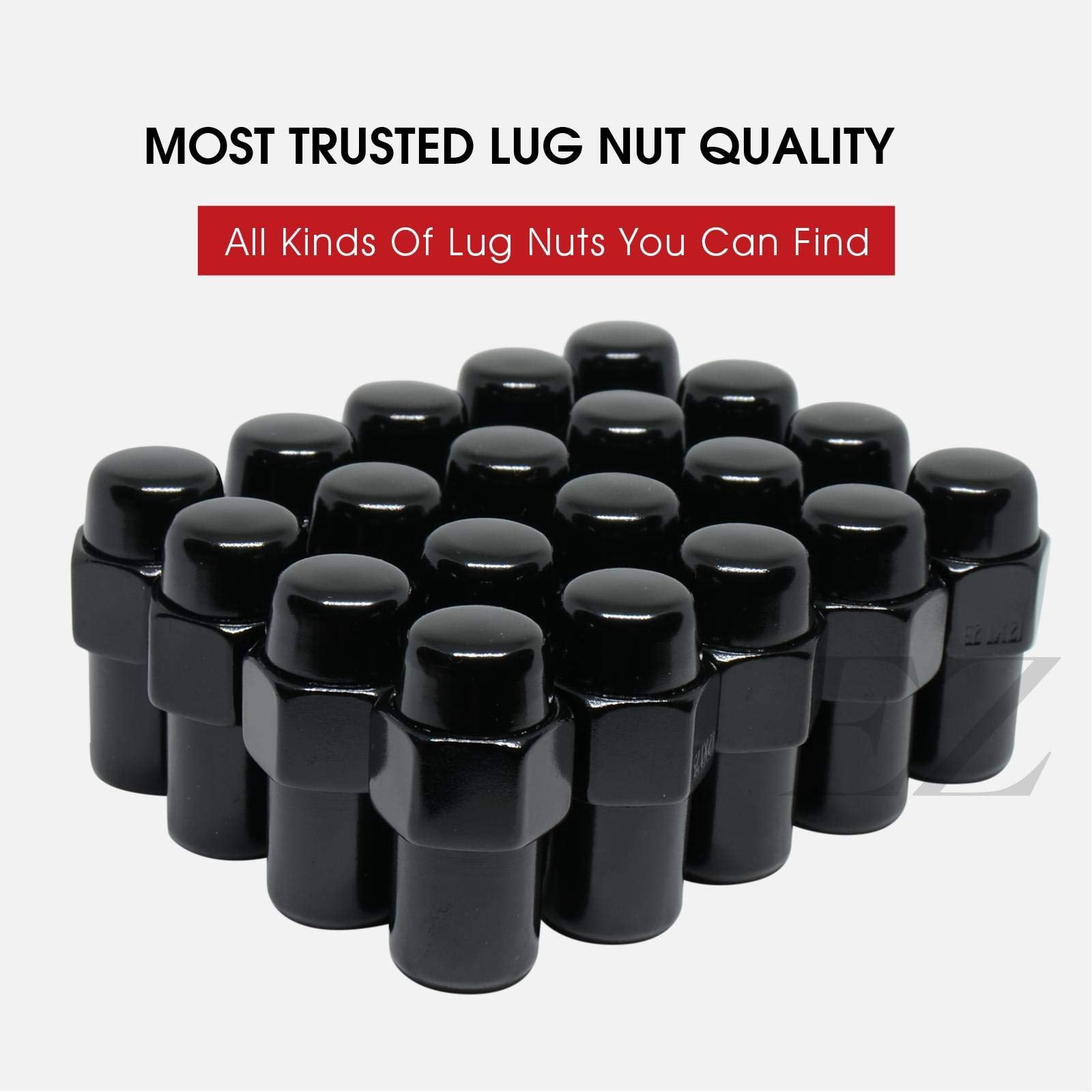 Cragar Standard Mag Lug Nut 1/2"-20 Black with Black Standard Washer Set of 20 Pcs