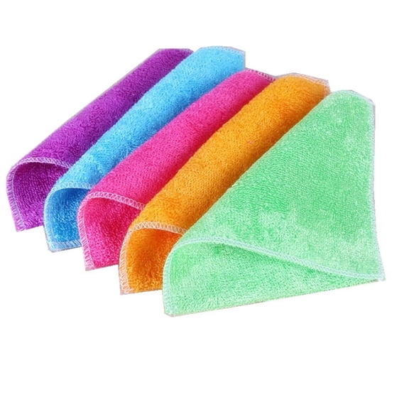 5 Pcs Washcloths Towels, Microfiber Cleaning Cloth, Highly Absorbent and Soft Feel Microfiber Face Cloth Multi-Purpose Wash Cloths & Hand Towels for Bathroom, Hotel, Spa, and Gym 7x9"