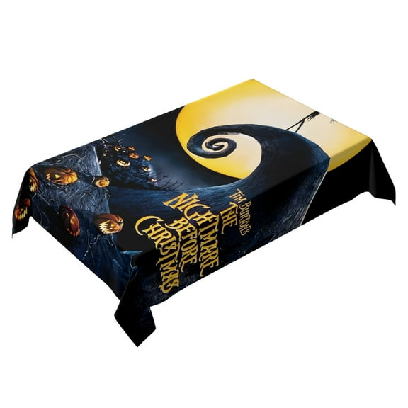 Nightmare Before Christmas-theme square tablecloth has an iconic print, fits most tables, and is easy to care for perfect gifts for fans friends and family，55" x 71"（140*180cm）