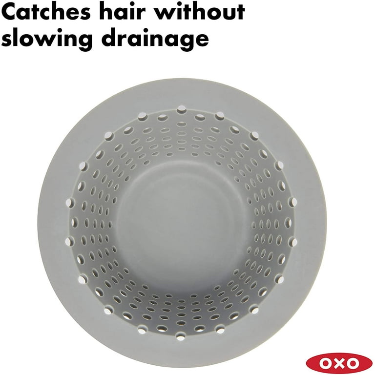  OXO Good Grips Stainless Steel Hair Catch Drain Protector &  Good Grips Silicone Shower & Tub Drain Protector, Gray : Home & Kitchen