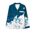 thumbnail image 3 of HAOTAGS Women's Floral Print Pajama Set Buttoned Pajama Set Nightwear Soft Pjs Casual Loungeswear Navy Size M, 3 of 4