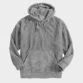 thumbnail image 5 of Yiaimeir Mens Ribbed Knit Pullover Hoodie Long Sleeve Casual Loose Fit Hooded Sweatshirt with Kangaroo Pocket for Everyday Wear, 5 of 5