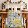 thumbnail image 2 of Table Runner 72 Inches Long for Kitchen Dining, Spring Forsythia Flowers Dresser Scarf Farmhouse, Dining Table Decorations for Wedding/Parties, Yellow Floral Hummingbird Gray Plaid 16 x 72 In, 2 of 8