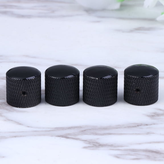ETEREAUTY 4-Pack Carbon Fiber Dome Electric Guitar Knobs Black Tone Control Replacement Parts