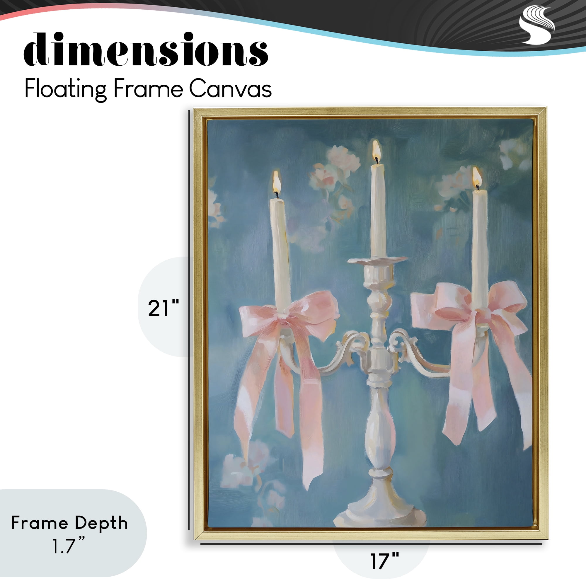 Stupell Industries Elegant Coquette Candelabra Gold Framed Floater Canvas Wall Art, design by The Prints Vibe