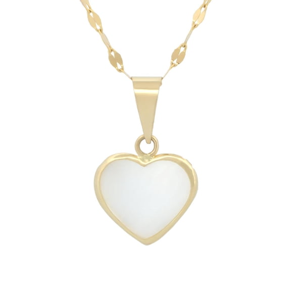 Cadena Gargantilla Dije Corazón Abulón 1 cm Oro Sólido 10k