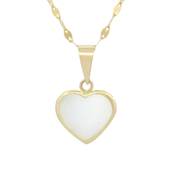 Cadena Gargantilla Dije Corazón Abulón 1 cm Oro Sólido 10k