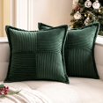 thumbnail image 1 of Juego de 2 fundas de almohada de pana navideñas de 18 x 18 pulgadas, color verde oscuro, súper suaves, 1 of 4