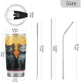 thumbnail image 3 of SKYSONIC Two Cats Tumbler Stainless Steel Double Wall Vacuum Reusable Insulated Mug with Straw and Built-in Coaste for Cold and Hot Beverages, 12oz, 3 of 7