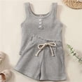 thumbnail image 2 of NIEWTR Toddler Baby Girl Clothes Fly Sleeve Tops Shorts Cute Summer Spring Outfits Infant Clothing Set (A-Grey,2-3 Years), 2 of 7