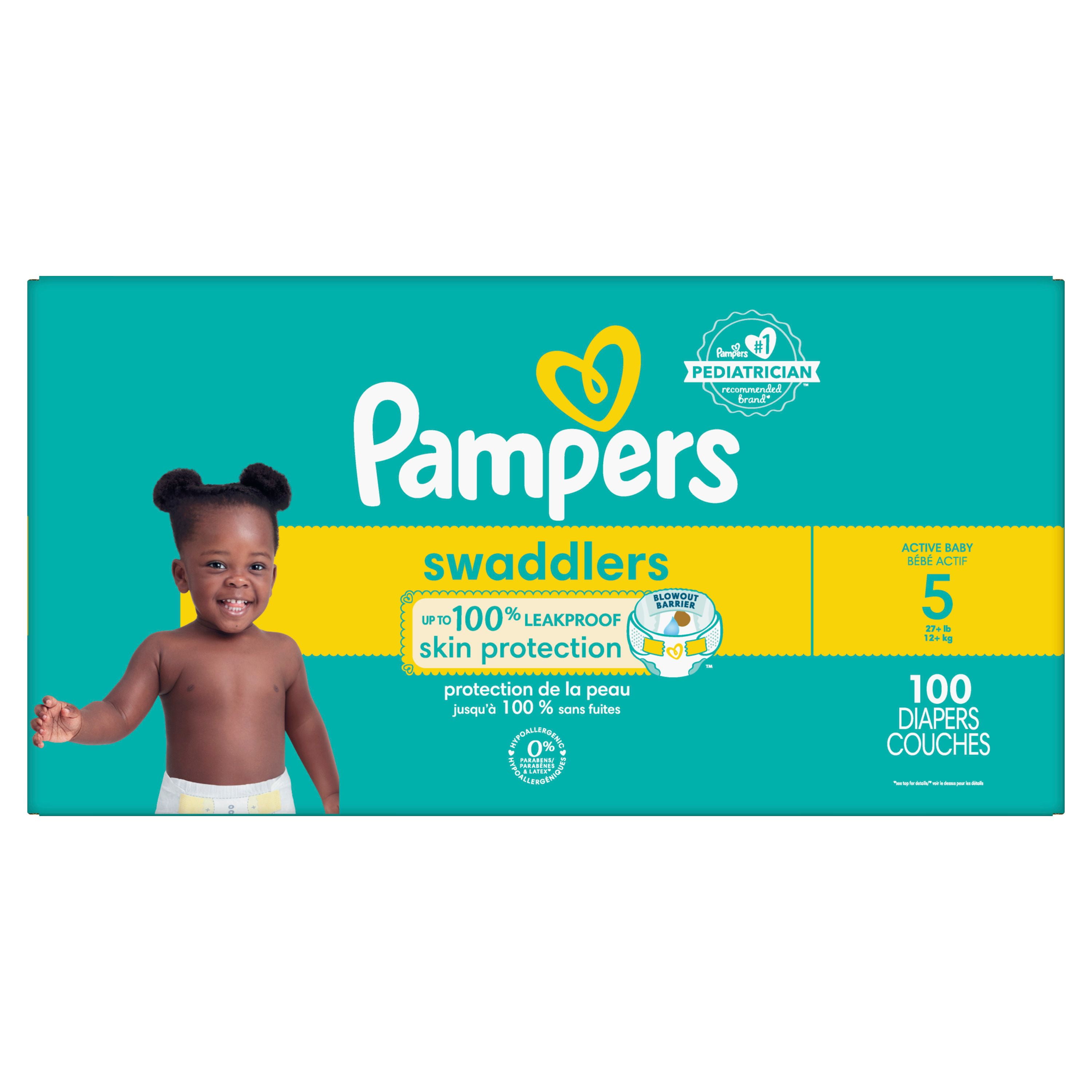 Pampers Swaddlers Diapers, Size S5 (20-37 lbs), Absorbent, Keeps Baby Dry and Comfortable, Skin Safe Disposable Baby Diaper
