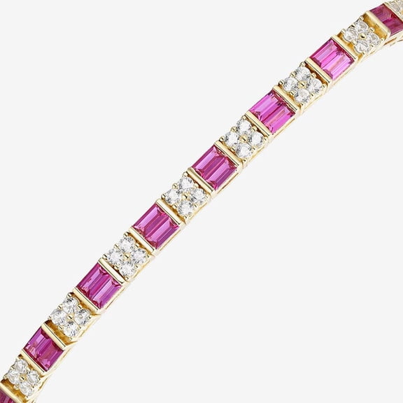 Ruby Tennis Bracelet,14K Gold Plated Ruby Bracelet,CZ Red Ruby Tennis Bracelet, Layering Bracelet For Women Gift For Her