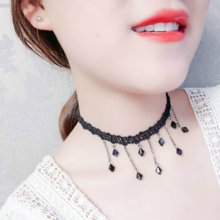 Kabuer Choker Necklace Set for Women, Velvet Black, Lace, Gothic