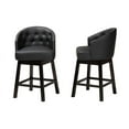 thumbnail image 4 of Baxton Studio Theron Mid-Century Transitional Black Faux Leather and Espresso Brown Finished Wood 2-Piece Swivel Counter, 4 of 7
